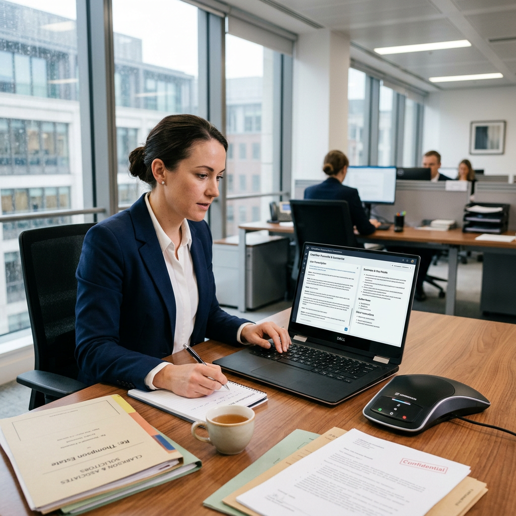 Solicitor using AI to transcribe and summarise a client conference