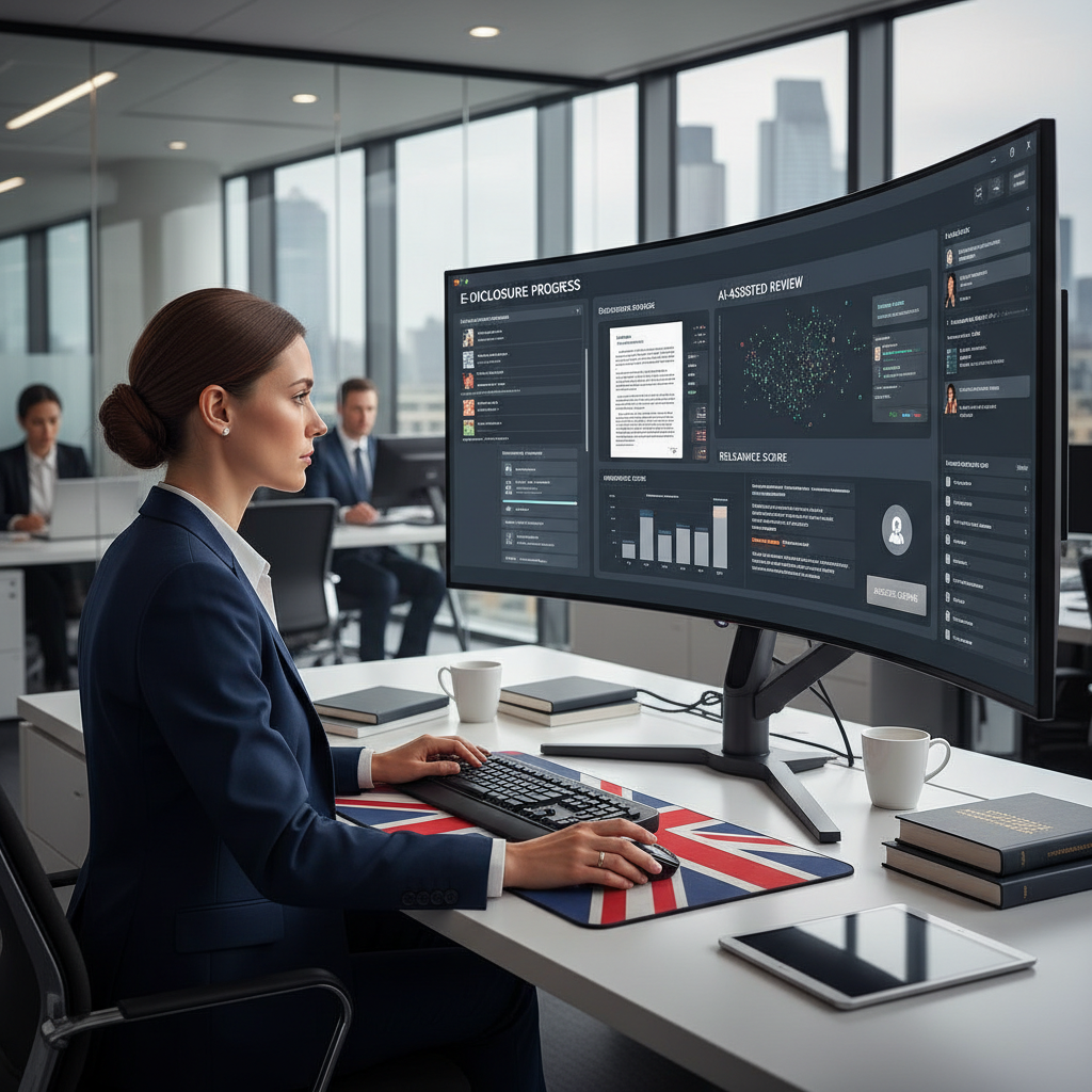 Litigation solicitor managing e-disclosure with AI document review