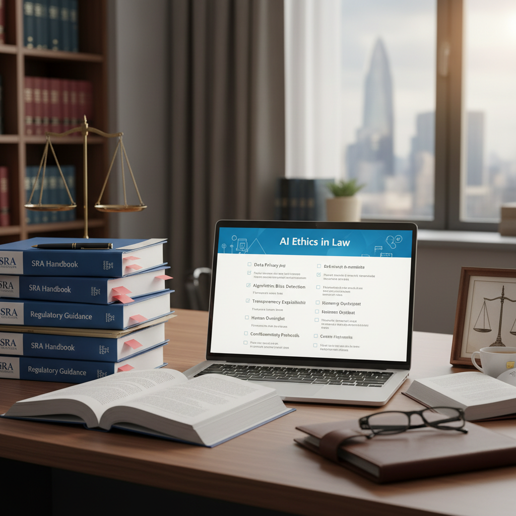 SRA regulatory guidance alongside AI ethics checklist for law firms