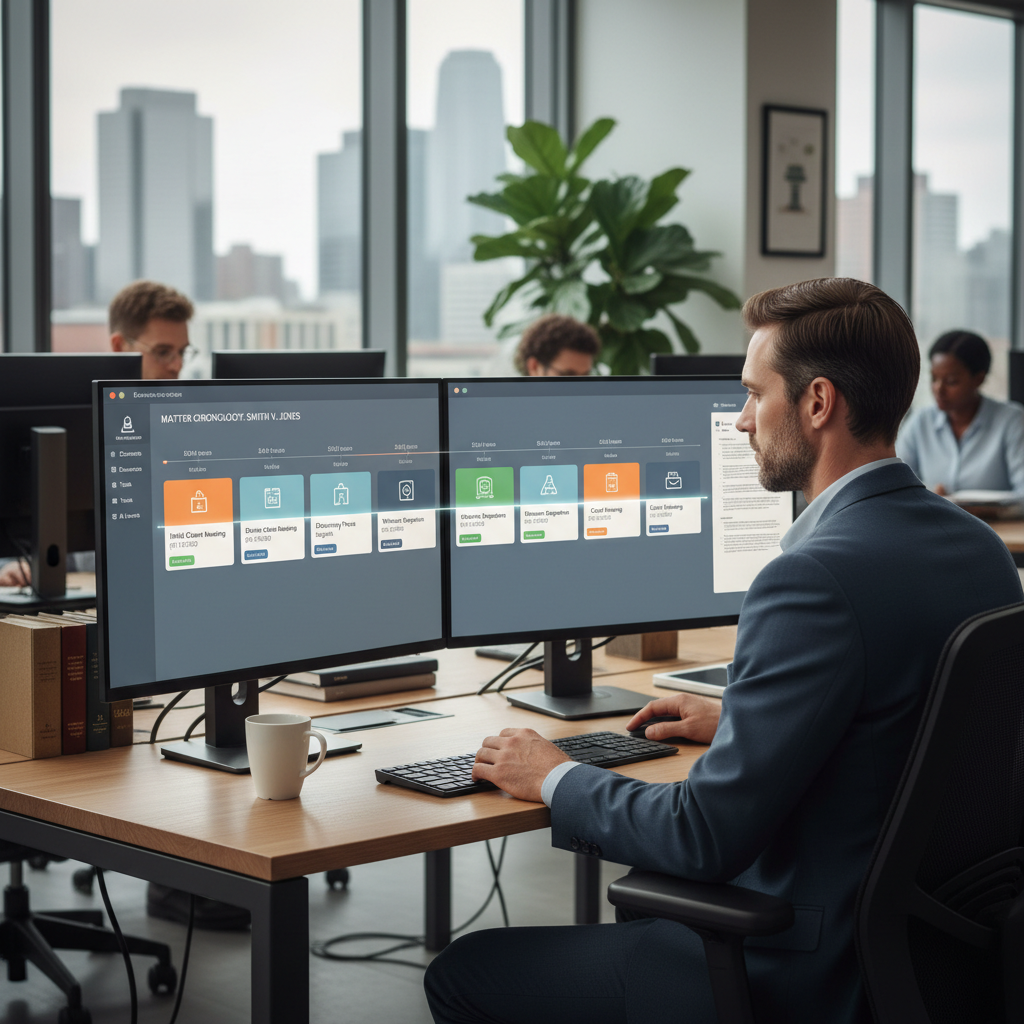 Legal case management showing a single-source matter chronology