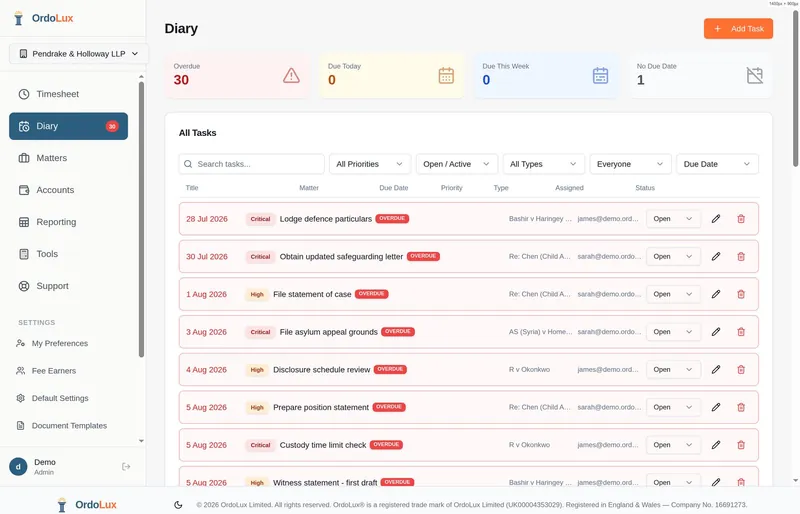 Upcoming deadlines with Outlook sync